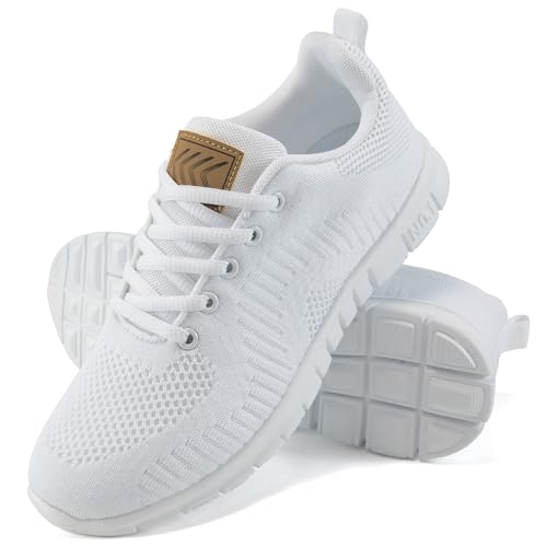 Alicegana Women’s Lightweight Non-Slip Sneakers White 8.5 – Travel, Tennis & Casual Shoes