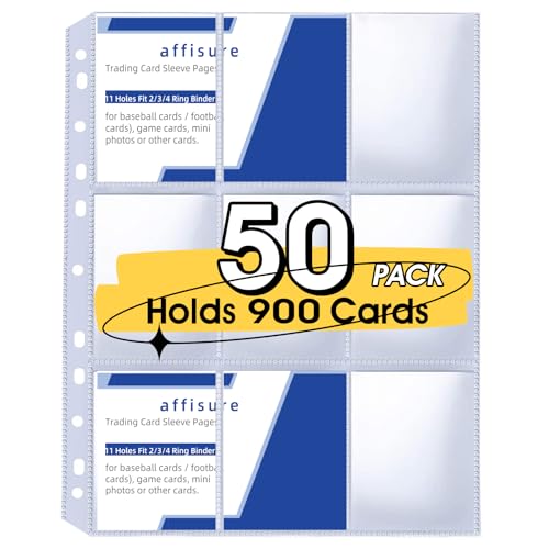 9 Pocket Trading Card Sleeves - Holds 900 Cards, 50 Pack