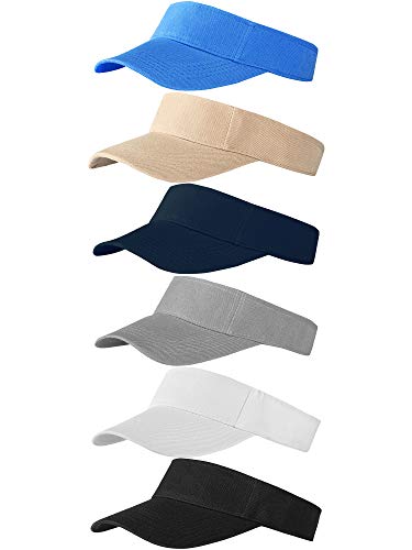 6 Pack Adjustable Sun Visor Hats for Men & Women - Golf, Outdoor & Casual Use