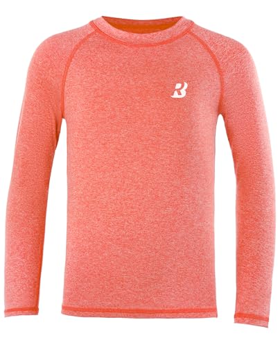 Boys Rash Guard Swim Shirt - UPF 50 Long Sleeve, Quick Dry - X-Large Flowers Gray Red Orange