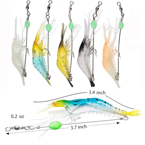 Soft Shrimp Fishing Lures Set - 5 Pieces for Freshwater & Saltwater