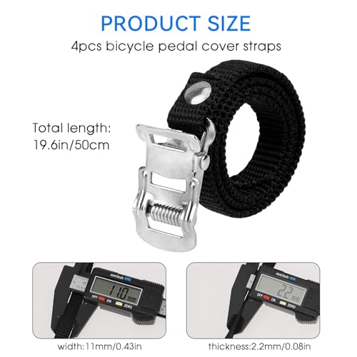 Bike Pedal Straps - Adjustable Toe Straps for Bicycles - Large (4 PCS)