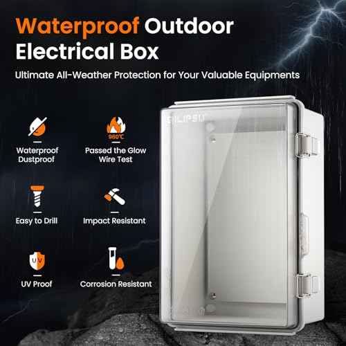 QILIPSU UL94-V0 Outdoor WiFi Enclosure 13.8"x9.9"x5.9" Waterproof Electrical Junction Box PC/ABS Alloy Plastic Clear Hinged Door IP66 Weatherproof for Project Solar Network Router Pump Control