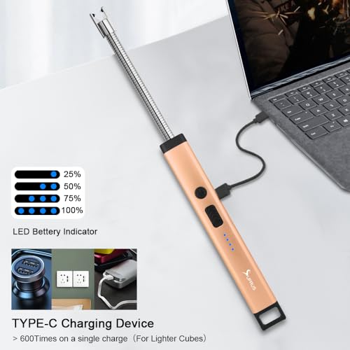 Rechargeable Electric Arc Candle Lighter - Windproof Plasma - Peach Fuzz