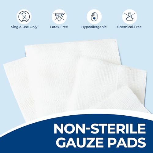 Pure Cotton Gauze Sponges 8-Ply - 2x2 Inch, 200 Count