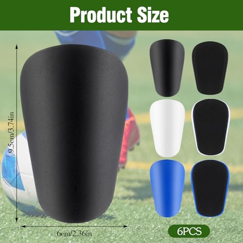 Vinsot 3 Pairs Mini Soccer Shin Guards - Black White Blue, 3.74 x 2.36 in, Lightweight Youth & Adult Protective Pads