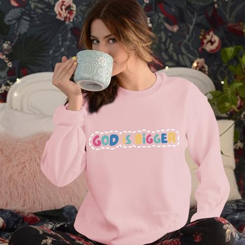 Christian Inspirational Hoodie for Women - Jesus Faith Pullover - Pink / Small