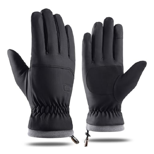 Winter Ski Gloves - Water-Repellent Touchscreen Cycling Mittens - Black Medium