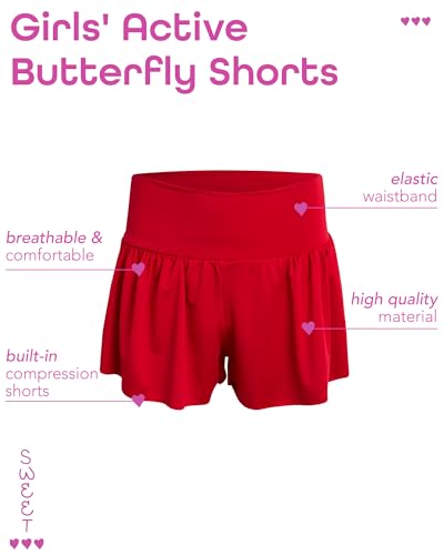 Sweet Hearts Girls Athletic Skort 2 Pack Black/Red 10-12 with Spandex Lining