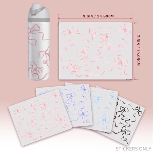 Bow Stickers for 24oz Owala Water Bottles - Purple, Black, Pink, Blue