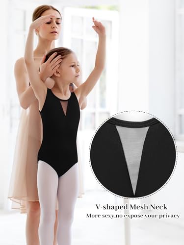 Girls Black Mesh Ballet Leotard with Lining 12-14 Years Sanmsoner