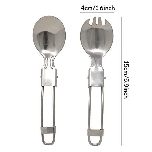 Portable Stainless Steel Folding Spoon & Spork Set for Camping