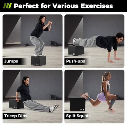 Plyometric Jump Box - 3 in 1 Training Equipment, 16x14x12 inch