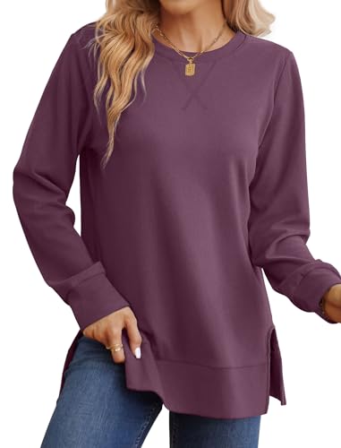 Saloogoe Women's Fall Purple Sweatshirt XL | Long Sleeve Casual Top