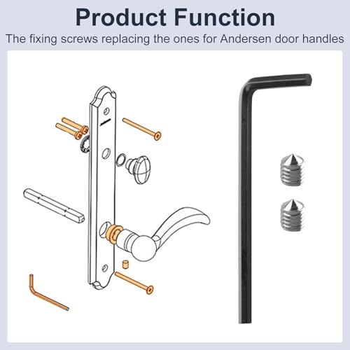 Handle Set Screw Package with Wrench for Anderson Storm Door Replacement Parts, for Andersen 1990 to 1999 Inswing Outswing Hinged Patio Doors, Fits for 400 Series Frenchwood Patio Doors