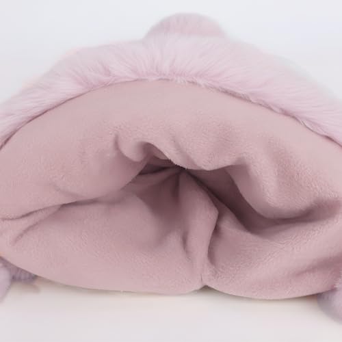 KAICAILA Women Winter Sherpa Beanie Hat with Pink 3 Pomoms – Fleece Lined Ear Flap Knit Cap