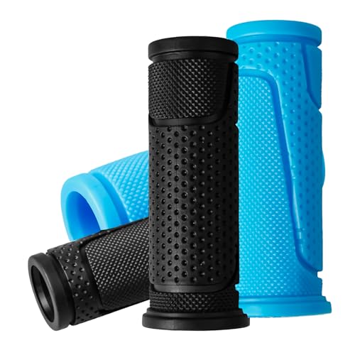 Kids Bike Handlebar Grips - Black + Blue - 4 PCS Non-Slip 22.2mm
