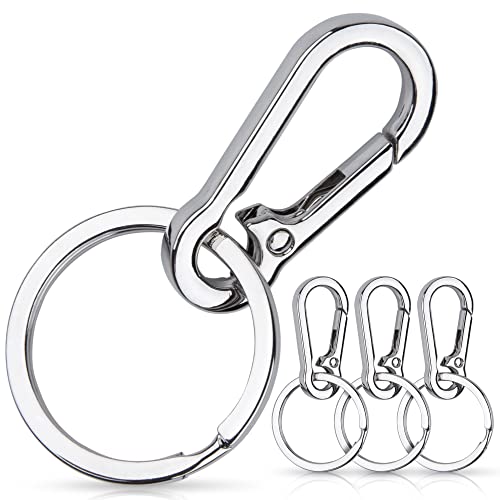 4-Pack Multipurpose Keychain Carabiner Clips with 1.25-Inch Steel Keyrings
