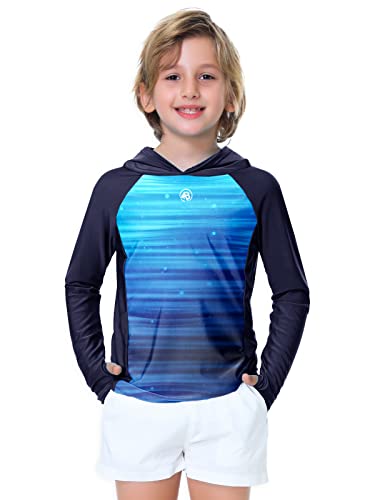 Kids Long Sleeve Hoodie Rash Guard - UPF 50+ Swim Top 11-12 Years Gradient Navy