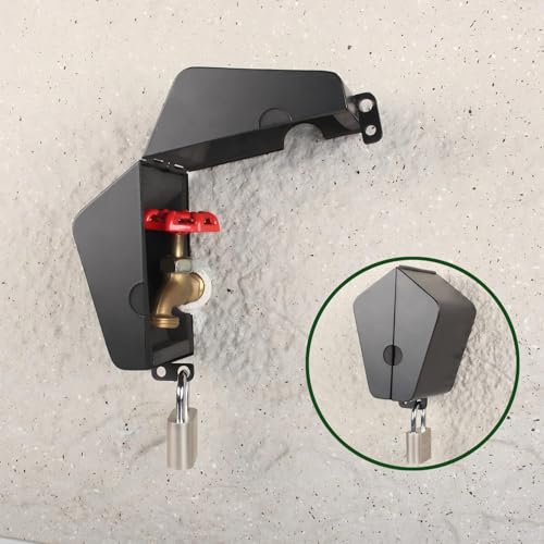 Outdoor Faucet Locking System with Padlock,Insulated Spigot Lock Cover,Garden Hose Bib Lockout,Freeze Protection,Prevents Water Theft and Stops Unauthorized Use of Water,FIT 1/2¡± & 3/4" Faucet, Black