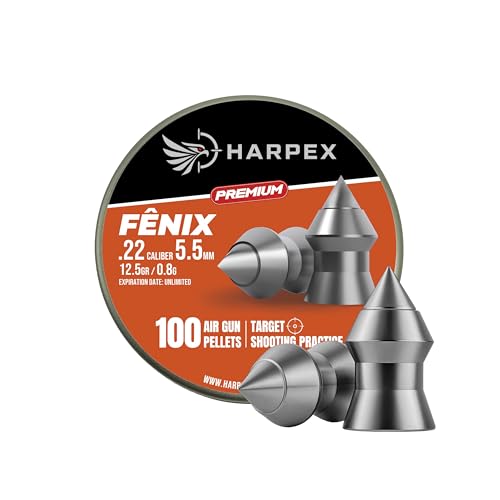 .22 Caliber Airgun Pellets - Harpex Fenix Premium 100ct - High Accuracy for Target Shooting