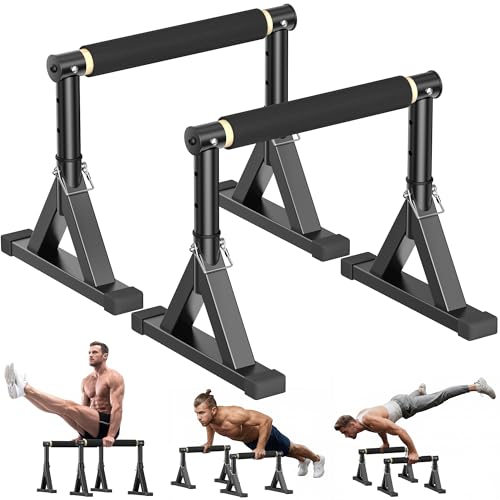Wooden Parallel Bars 10-14" - Adjustable Height, 600LB Capacity for Home Gym