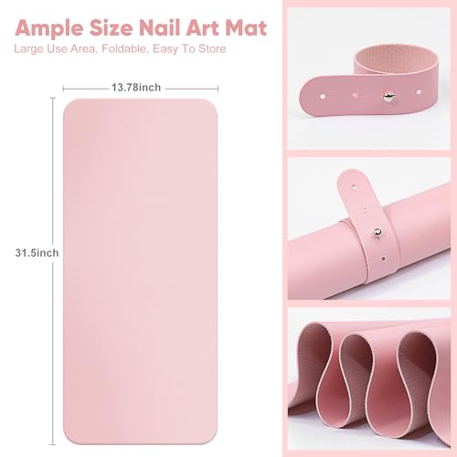Subay Nail Art Table Mat, (MAT ONLY) Soft Microfiber PU Leather Hand