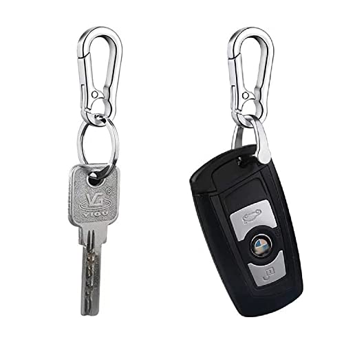 Metal Carabiner Clips Key Ring Organizer - 2 Pcs Medium Silver+Black Steel