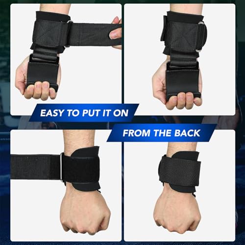 Heavy Duty Weight Lifting Hooks - Adjustable Wrist Supports for Deadlifts & Pull-Ups