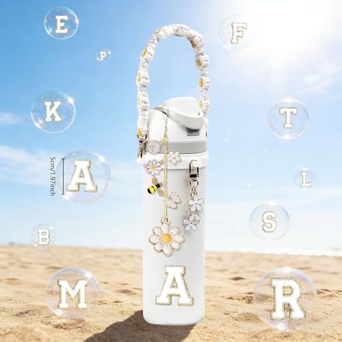 Owala Bottle Accessories Set - White Initial Charm & Strap