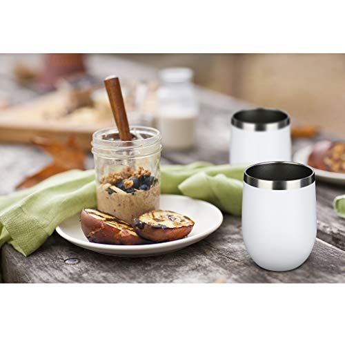Insulated 12oz Stemless Wine Tumbler with Lid & Straw - White