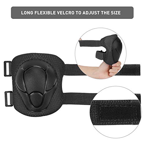 Kids Knee and Elbow Pads Protective Gear Set - Black, Small