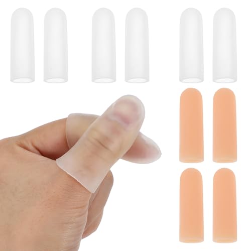 Silicone Finger Cots for Eczema & Cracking - 10 Piece Set, Clear & Nude