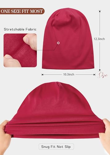 Slouchy Beanie Hat for Men & Women - Lightweight Red Cap