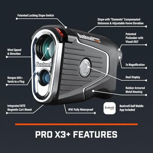 Golf Laser Rangefinder Pro X3+ LINK - 1300-Yard Range, 7x Magnification