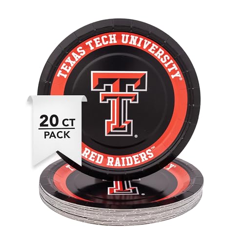 Texas Tech University 20-Count 9-Inch Paper Plates for Celebrations