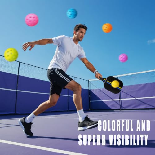 6 Pack High-Durability Pickleballs with Mesh Bag - Colorful & Consistent Bounce