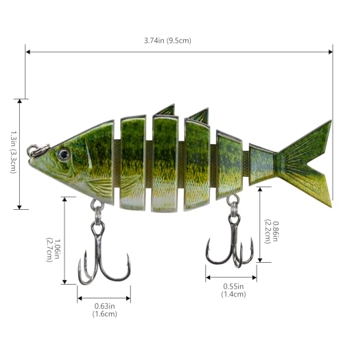 Multi Jointed Hard Fishing Lure - 3.7in Largemouth Bass