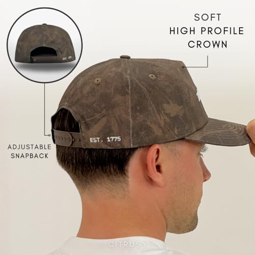 CITRUSY In God We Trust Camo Low Profile Snapback Hat - Unisex Hiking & Fishing Cap