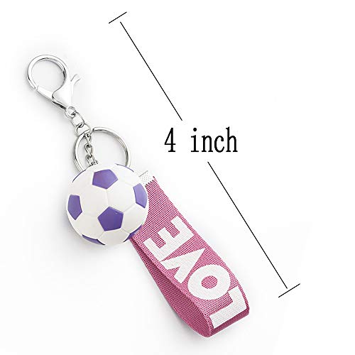 Football Keychain for Boys - Eco-Friendly Zinc Alloy - Rose Red