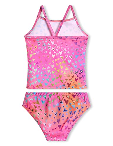 Girls Tankini Swimsuit Set - Hawaiian Beach Sport Bathing Suit, 10-12 Years / Sweet Heart