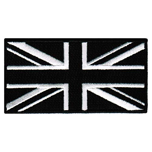 United Kingdom Black Flag Patch - Premium Iron-On Appliqué - 3.5" x 1.75" - Black