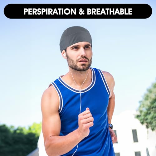 Cooling Doo Rags for Men - 2Pcs Soft Head Wraps - Black & Grey