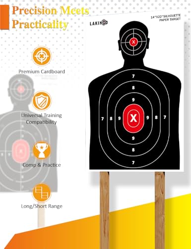 14x22 Inch Paper Shooting Targets - High-Visibility Bullseye - 10 Pack