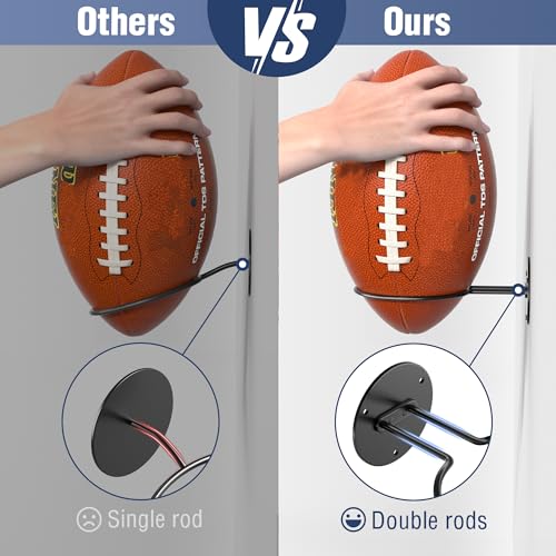 Wall Mounted Basketball Holder - Minimalist Ball Rack for Boys Room
