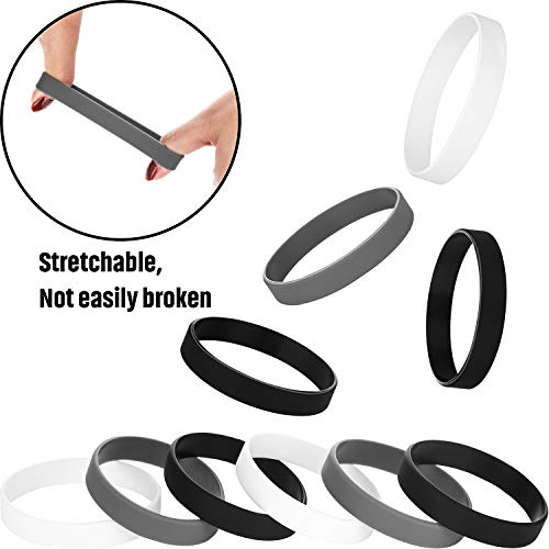 12 Solid Color Silicone Wristbands - Blank Rubber Bracelets