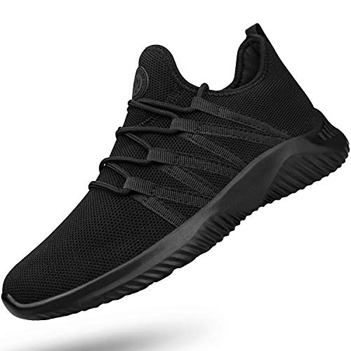 Feethit Men's Slip-On Running Shoes - Black, Size 10.5, Fashion Sneakers for Walking