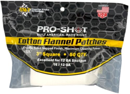 Gun Cleaning Patches - 100% Cotton Flannel, 3 Inch, 50 Count