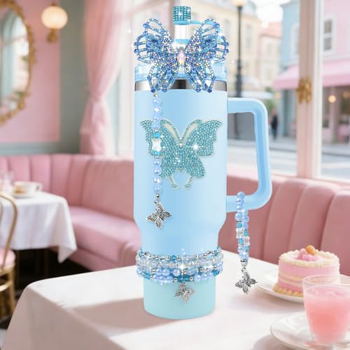 10PCS Blue Butterfly Accessories for Stanley Cup Tumbler