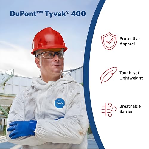 DuPont Tyvek 400 TY127S Disposable Protective Coverall with Respirator-Fit Hood and Elastic Cuff, White